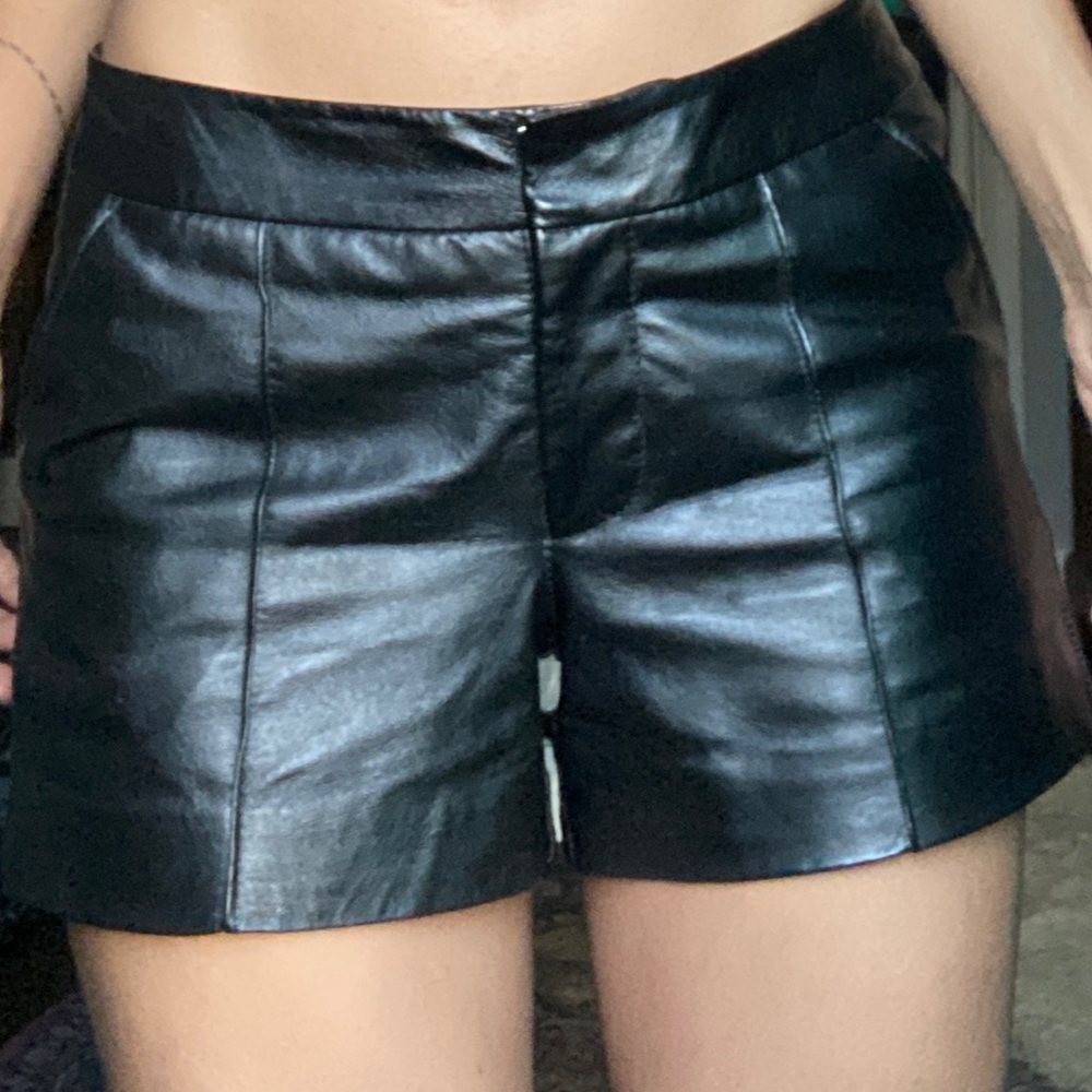 Bebe black leather shorts